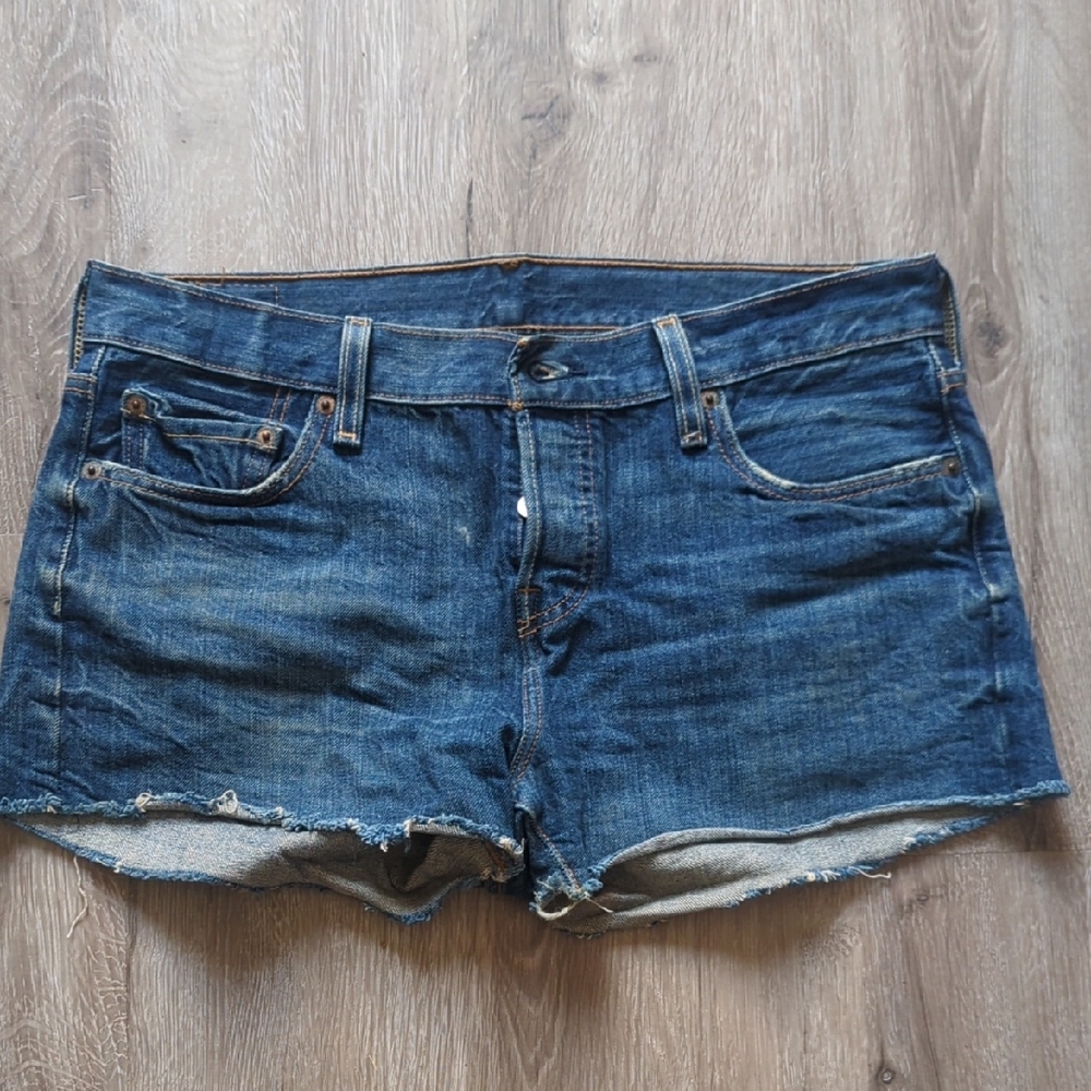 Signature by Levi Strauss Blue Distressed Jean Shorts